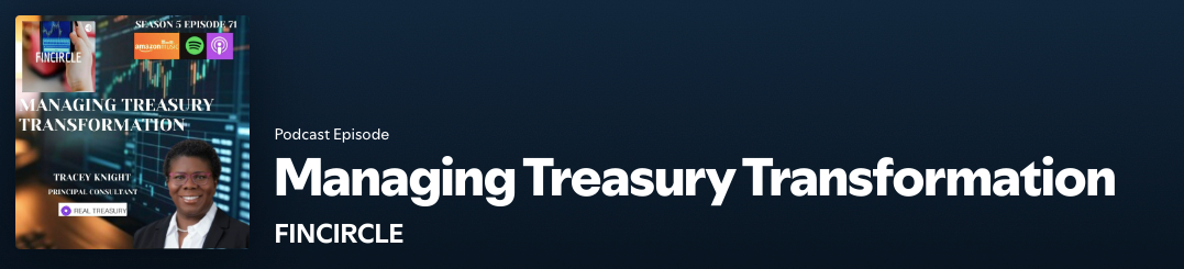 FinCircle Podcast logo featuring Real Treasury guest speaker